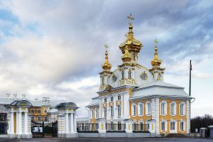 Entrance gates to the Grand Palace, Peterhof, Russia 2012