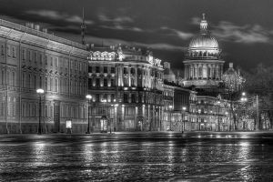 Early Morning Cityscape B&W, St Petersburg, Russia 2012